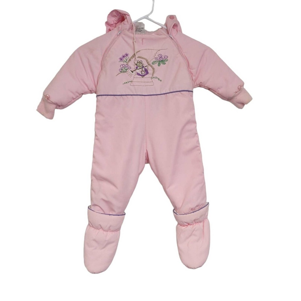 Vintage Beatrix Potter by Quiltex Hunca Munca Pink Snowsuit Size 12 Months